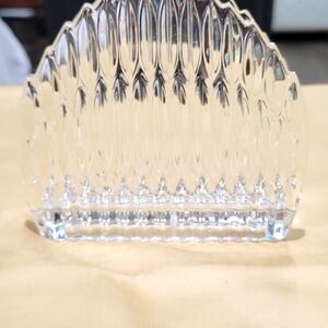 Vintage Clear Glass Arched Sawtooth Finish Napkin Holder EUC